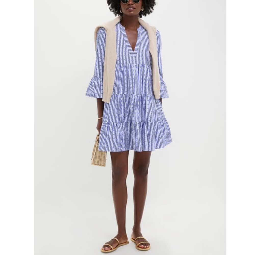 POMANDER PLACE
Blue Stripe Floral Embroidered Lanie Dress - Picture 2 of 10